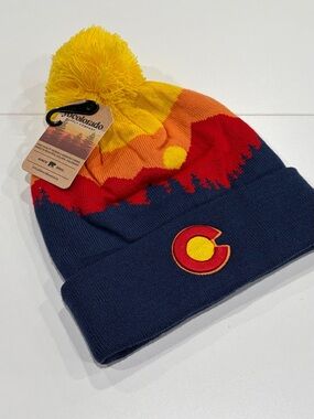 YoColorado Timberline Beanie Hat Colorado Blue Yellow NWT Winter Soft Ski Snow
